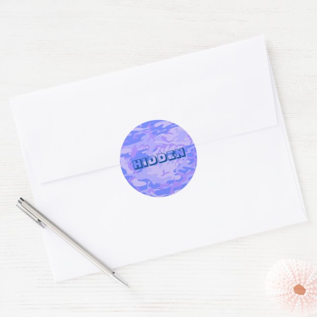 Camouflage Pastel Blue Abstract Pattern Classic Round Sticker (Envelope)