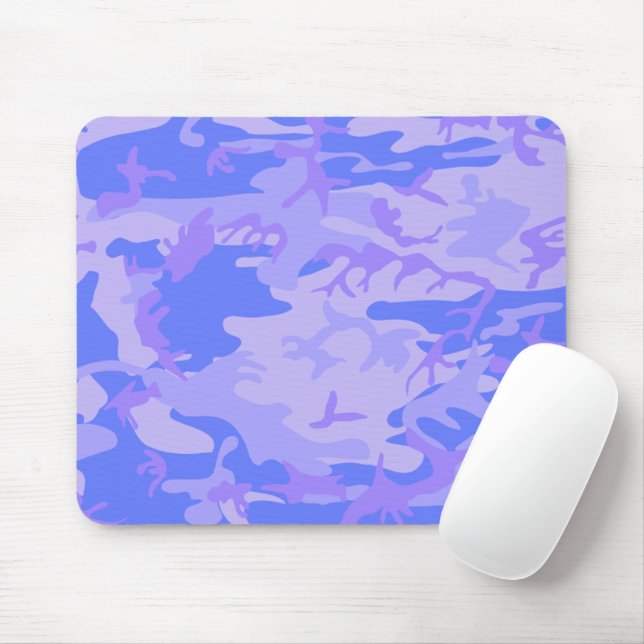 Camouflage Pastel Blue Abstract Pattern Mouse Mat (With Mouse)