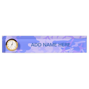 Camouflage Pastel Blue Abstract Pattern Nameplate