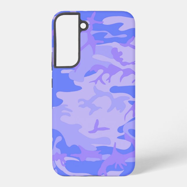 Camouflage Pastel Blue Abstract Pattern Samsung Galaxy S22+ Case (Back)