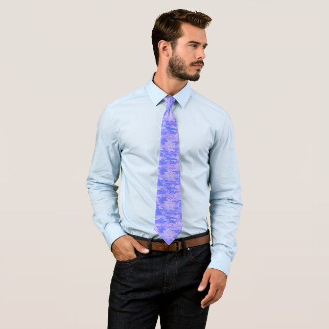 Camouflage Pastel Blue Abstract Pattern Tie (In Situ)