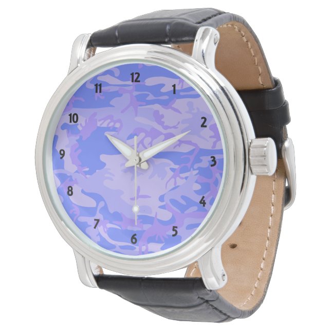 Camouflage Pastel Blue Abstract Pattern Watch (Angled)