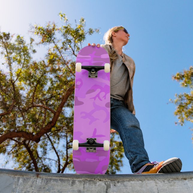 Camouflage Pastel Purple Abstract Pattern Skateboard (Outdoor 1)