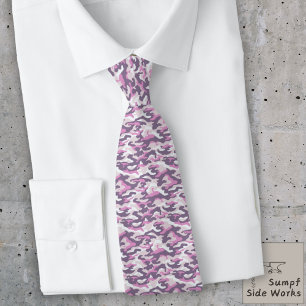 Camouflage Pattern in double Gray and Pink Tie