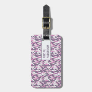 Camouflage Pattern in double Grey and Pink Luggage Tag