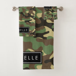 Camouflage Pattern, Military Pattern, Your Name Bath Towel Set