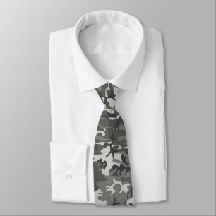 Camouflage Pattern, Shades of Grey with Black Tie