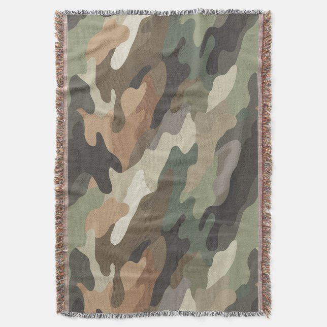 Camouflage Pattern Stylish Cosy Living Room Throw Blanket (Front Vertical)