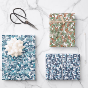 Camouflage patterns wrapping paper sheet