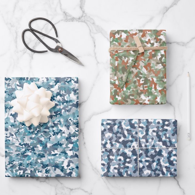 Camouflage patterns wrapping paper sheet (Front)