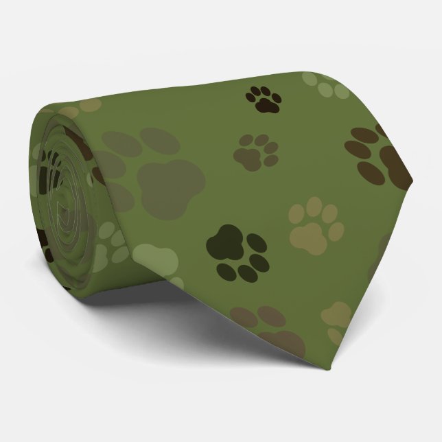 Camouflage Pawprint Tie (Rolled)