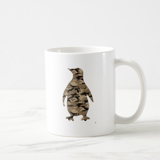 Camouflage Penguin Silhouette Coffee Mug (Right)