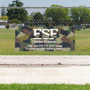 Camouflage Personal Fitness Trainer Monogram Logo Banner