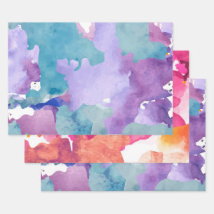 Camouflage Pink Blue Wrapping Paper Sheet