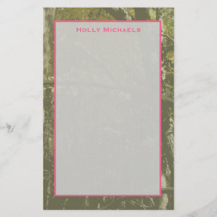 Camouflage & Pink Personalised Stationery