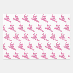 Camouflage Pink Snowboarder Wrapping Paper Sheet