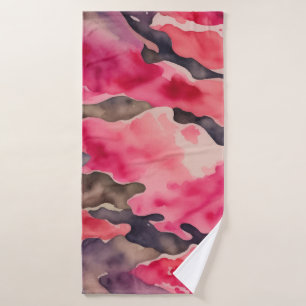 camouflage pink watercolor bath towel