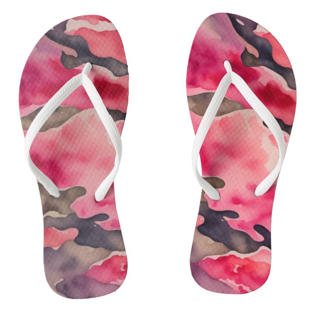 camouflage pink watercolor flip flops (Footbed)
