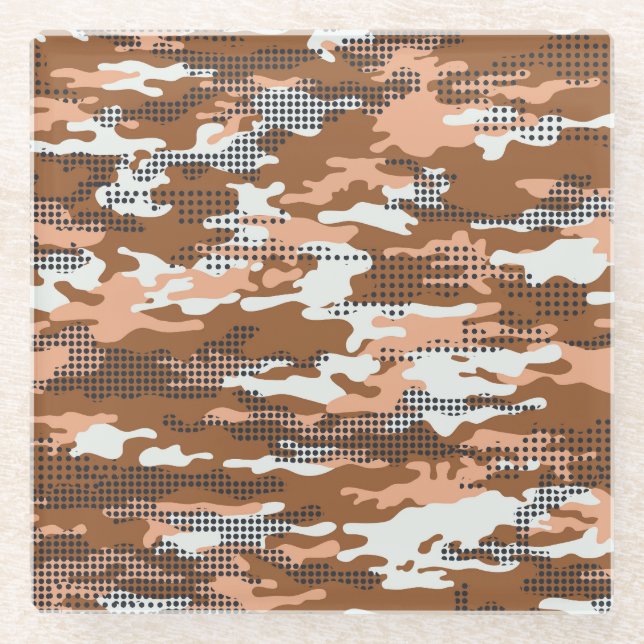 Camouflage Polka Dot: Abstract Seamless. Glass Coaster (Front)