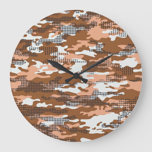 Camouflage Polka Dot: Abstract Seamless. Large Clock (Front)