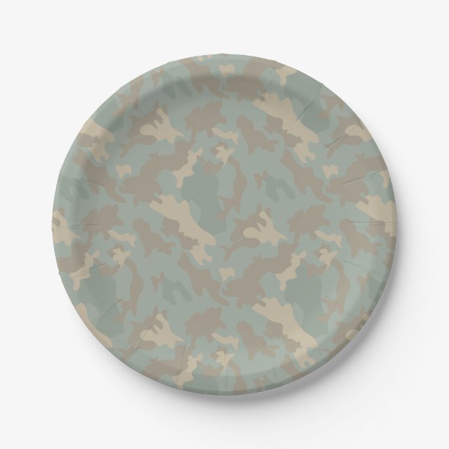 Camouflage Print Army Boys Birthday Party Supplies Paper Plate (Front)