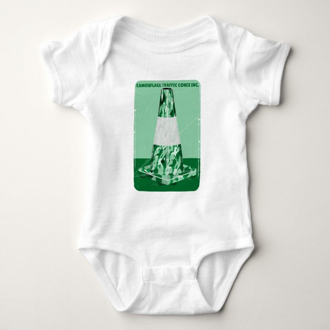 Camouflage rd cone funny traffic cone baby bodysuit (Front)