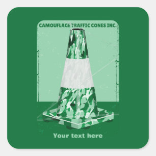 Camouflage rd cone funny traffic cone square sticker