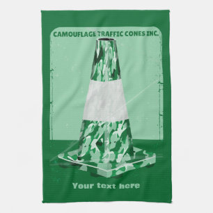 Camouflage rd cone funny traffic cone tea towel