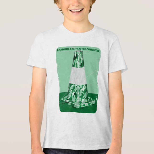 Camouflage rd cone funny traffic cone Tri-Blend shirt (Front)