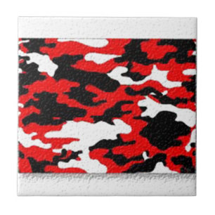 Camouflage Red Patterns Tile