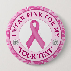 Camouflage Ribbon Breast Cancer Awareness Design 10 Cm Round Badge