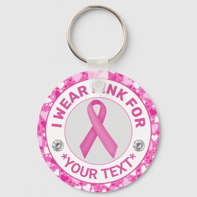 Camouflage Ribbon Breast Cancer Awareness Design Key Ring (Front)