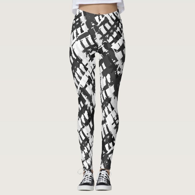 Camouflage Rifles Military Style Gun White Camo  Leggings (Front)