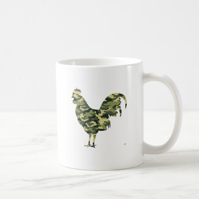 Camouflage Rooster Silhouette Coffee Mug (Right)