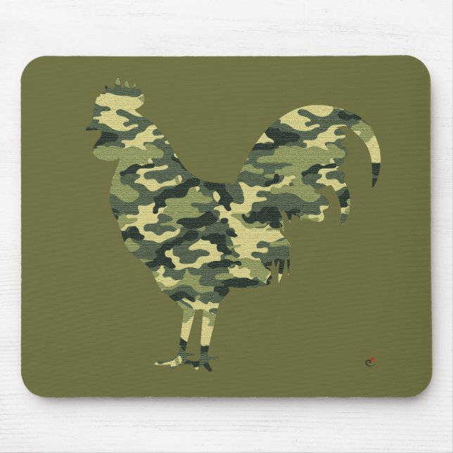 Camouflage Rooster Silhouette Mouse Mat (Front)
