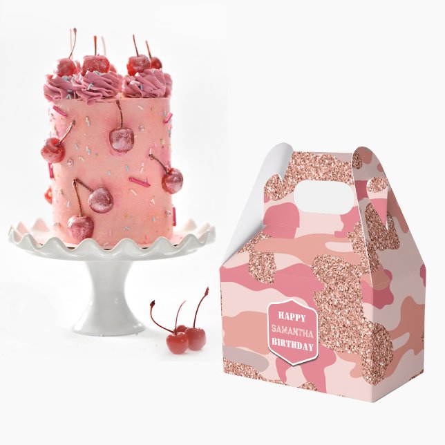 Camouflage Rose Gold Blush Pink Camo Army Birthday Favour Box (Camouflage Rose Gold Blush Pink Camo Army Birthday Favor Box)