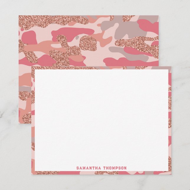 Camouflage Rose Gold Blush Pink Camo Army Pattern  Card (Front/Back)