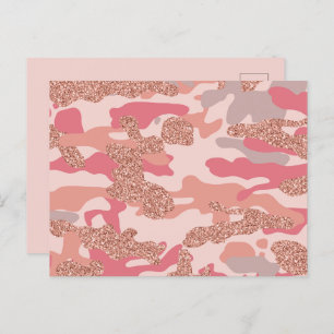 Camouflage Rose Gold Blush Pink Camo Army Pattern Holiday Postcard