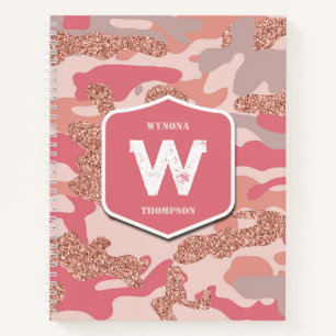 Camouflage Rose Gold Blush Pink Camo Army Pattern Notebook