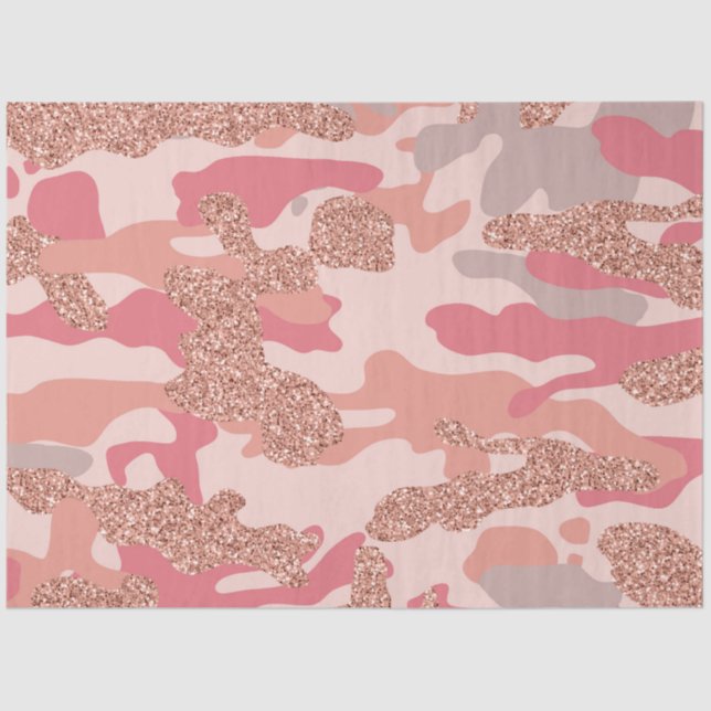 Camouflage Rose Gold Blush Pink Camo Army Pattern  Tissue Paper (Front)