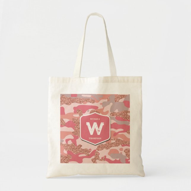 Camouflage Rose Gold Blush Pink Camo Army Pattern  Tote Bag (Front)