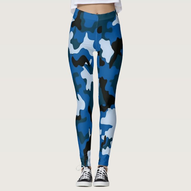 Camouflage seamless blue pattern Leggings   (Front)
