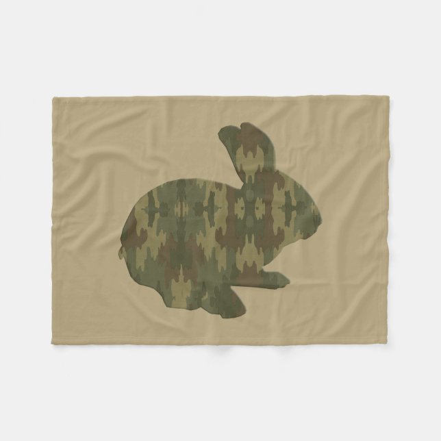 Camouflage Silhouette Bunny Fleece Blanket (Front (Horizontal))
