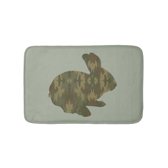 Camouflage Silhouette Bunny Rabbit Bath Mat (Front)