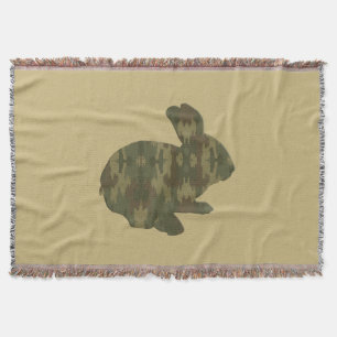 Camouflage Silhouette Easter Bunny Throw Blanket