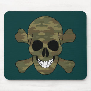 Camouflage Skull And Crossbones Mouse Pad
