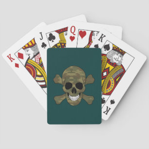 Camouflage Skull And Crossbones Playing Cards