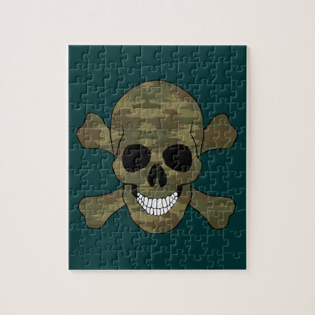 Camouflage Skull And Crossbones Puzzle (Vertical)