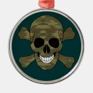 Camouflage Skull And Crossbones Round Ornament