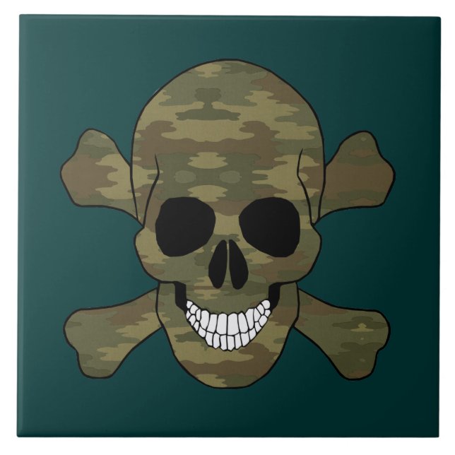 Camouflage Skull And Crossbones Tile (Front)